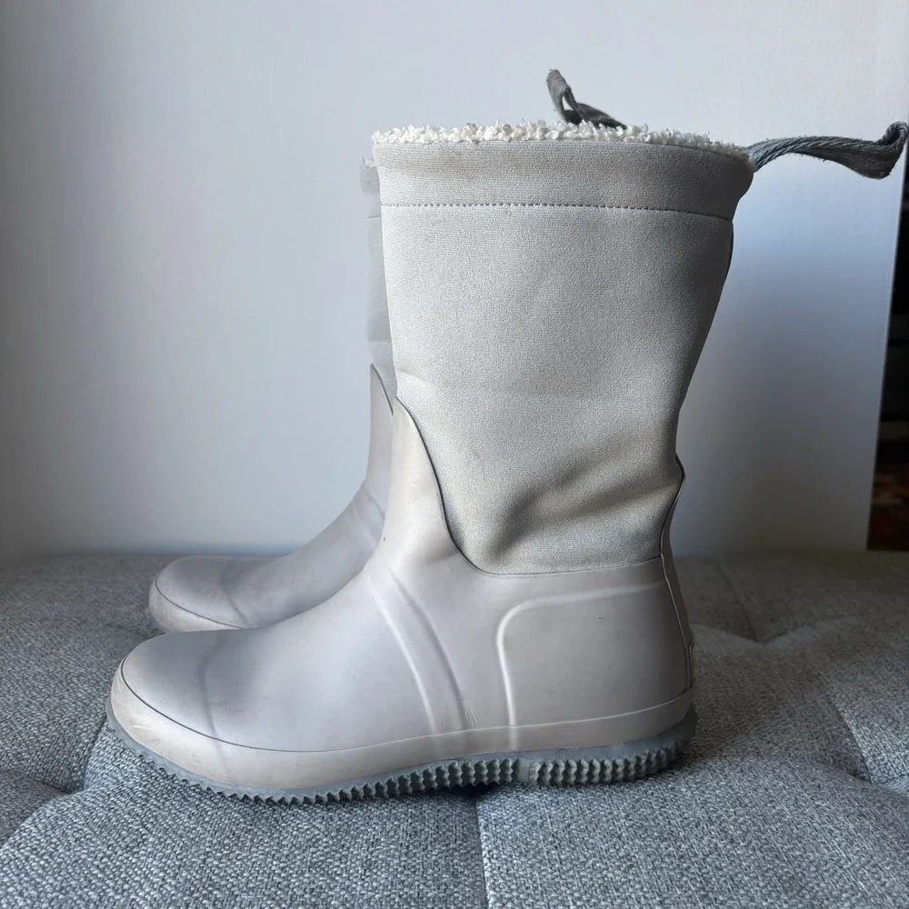 Hunter Women's Winter Rain Boots Roll Top Sherpa‎ Lined Boot US size 5 Gray